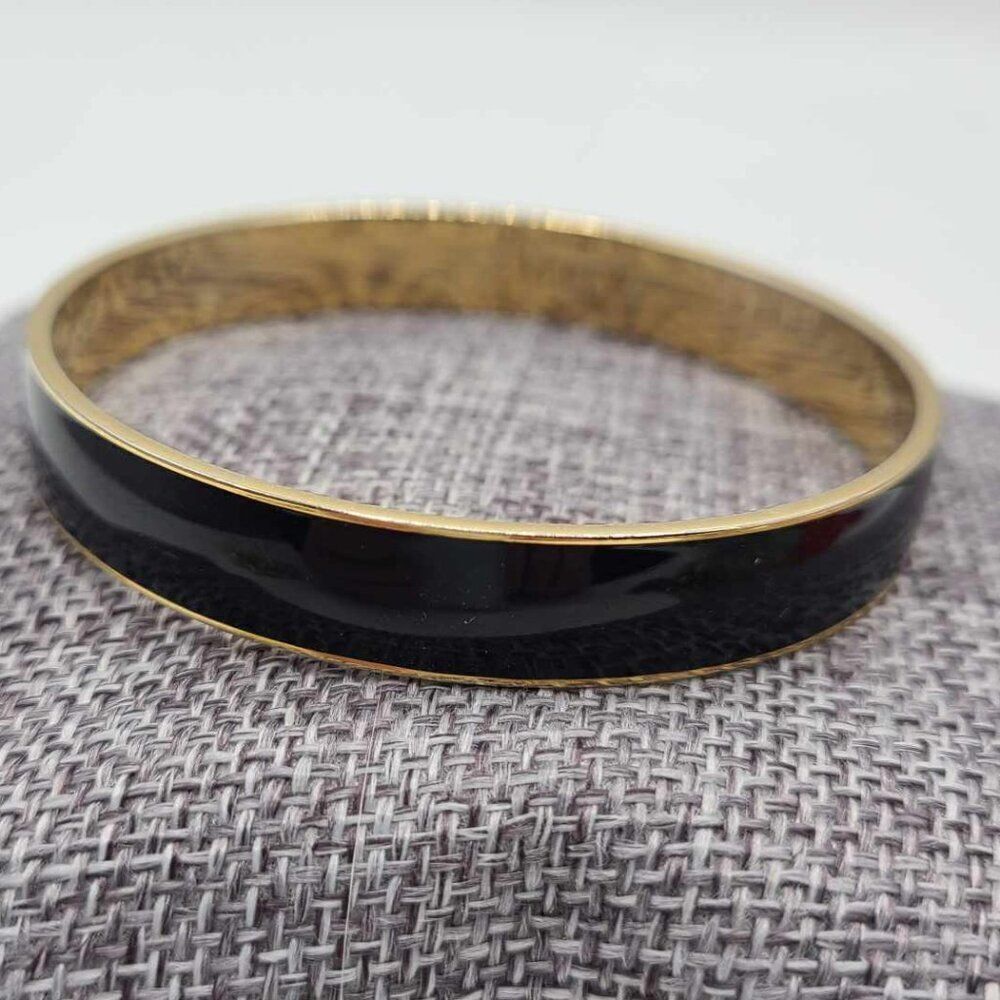 J. Crew Factory Black and Gold Enamel Bangle Bracelet
